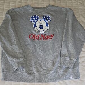 Old Navy Gray Crewneck Sweater with Mickey Mouse